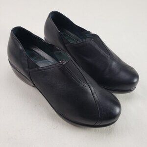 Dansko Arden Black Leather Clog Womens 9.5-10 40 Slip On Comfort Work Shoe